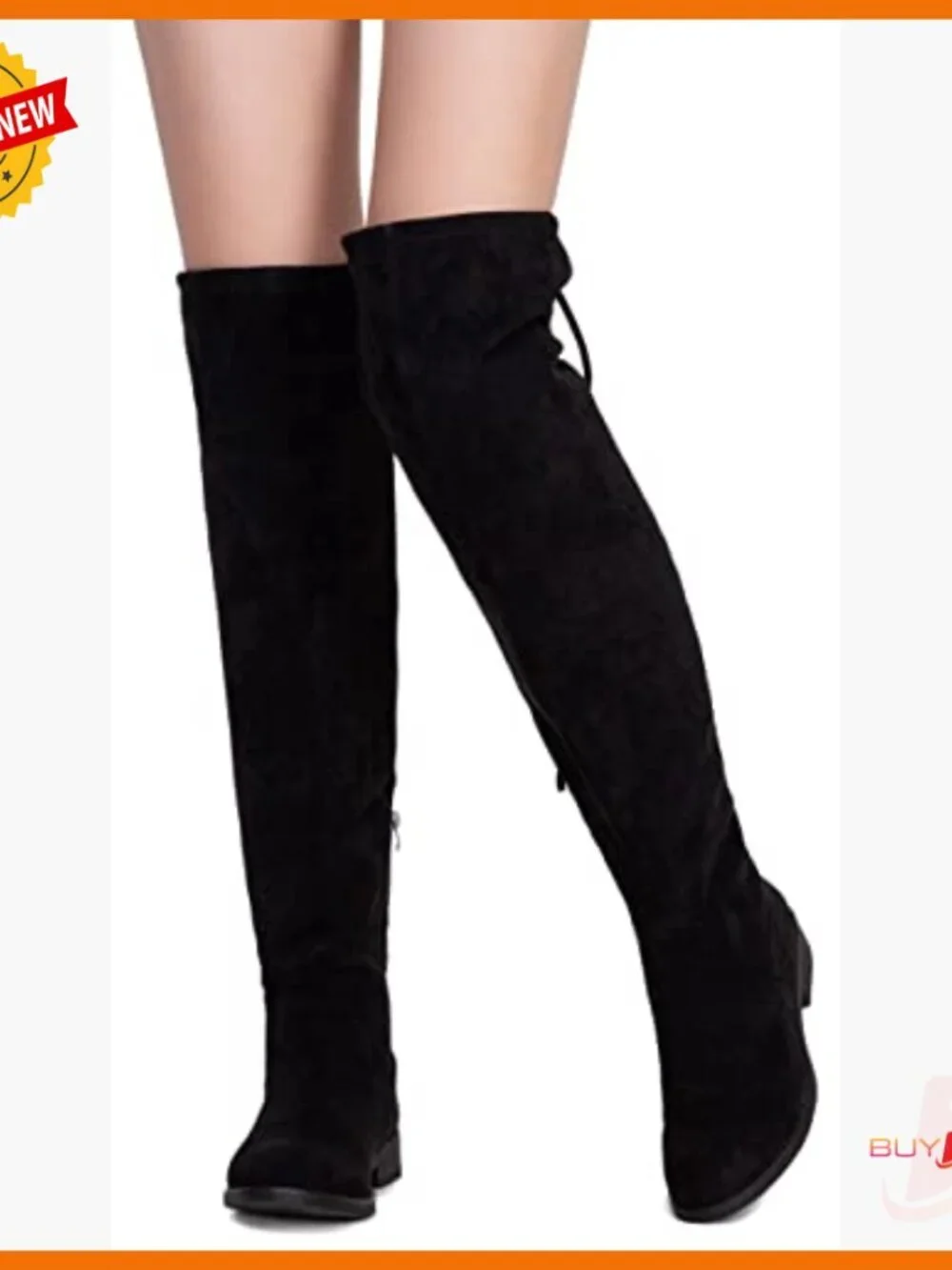Women's Suede Over The Knee Boots Low Flat Heel Thigh High